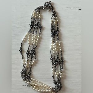 Silpada five strand, silver and freshwater pearl choker necklace